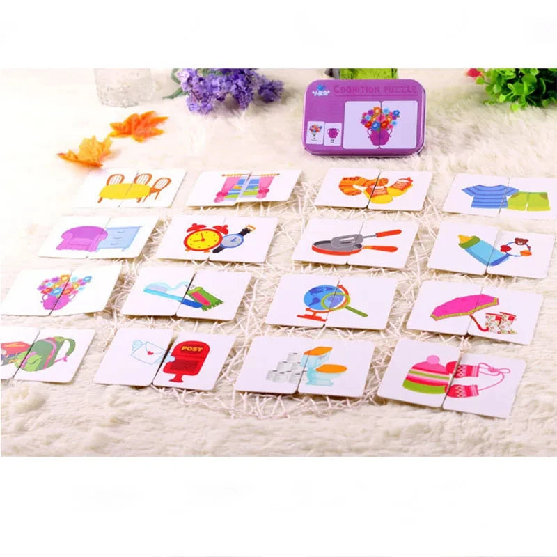 Baby Puzzle Montessori Educational Toys Wood Puzzle Games Iron Box Children Animal Wooden Puzzles For Kids 2 3 4 Year