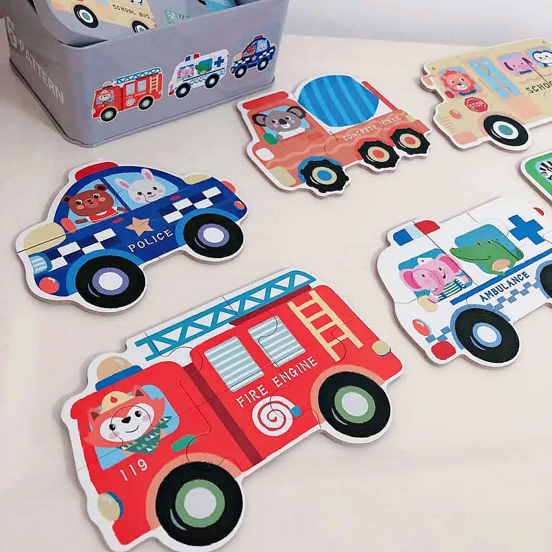 Baby Puzzle Montessori Educational Toys Wood Puzzle Games Iron Box Children Animal Wooden Puzzles For Kids 2 3 4 Year