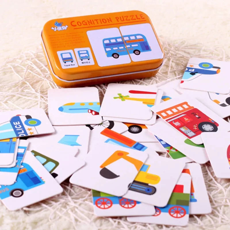 Baby Puzzle Montessori Educational Toys Wood Puzzle Games Iron Box Children Animal Wooden Puzzles For Kids 2 3 4 Year