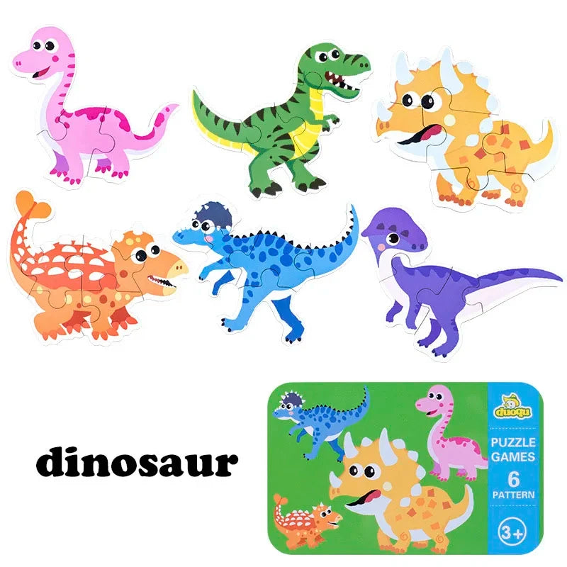 Baby Puzzle Montessori Educational Toys Wood Puzzle Games Iron Box Children Animal Wooden Puzzles For Kids 2 3 4 Year