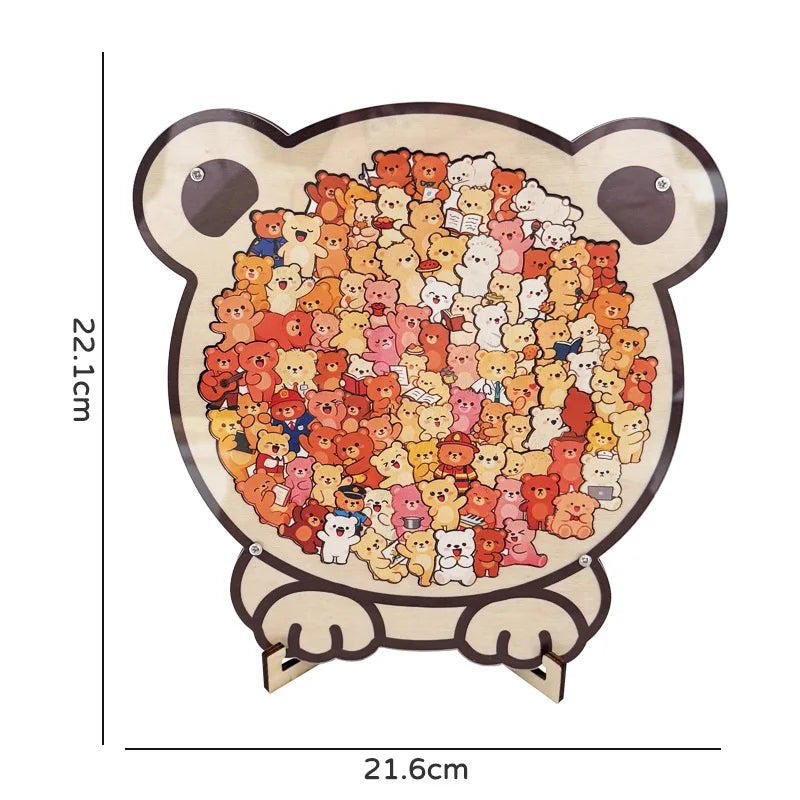 Wooden Cat Shaped Jigsaw Puzzle with Frame Irregular Pieces Stress Relief Educational Toy Home Decor Gift for Kids Adults Lovers