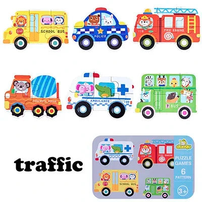 Baby Puzzle Montessori Educational Toys Wood Puzzle Games Iron Box Children Animal Wooden Puzzles For Kids 2 3 4 Year